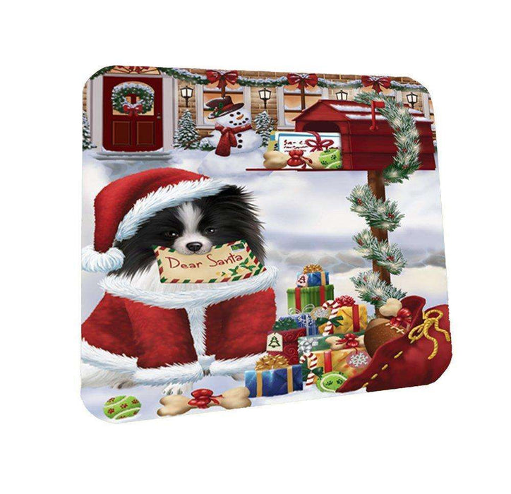 Dear Santa Mailbox Christmas Letter Pomeranians Dog Coasters Set of 4