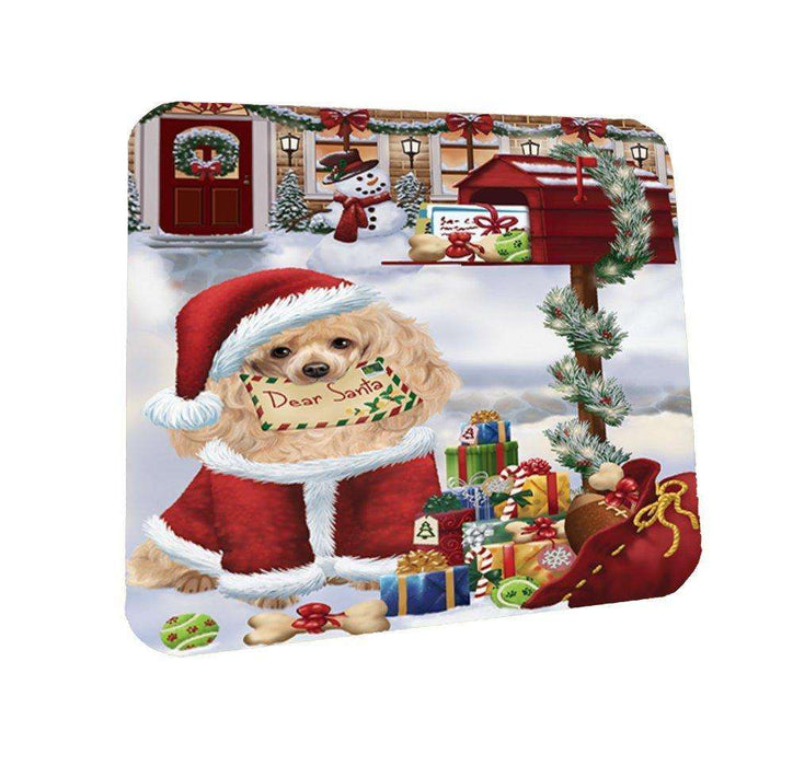 Dear Santa Mailbox Christmas Letter Poodles Dog Coasters Set of 4