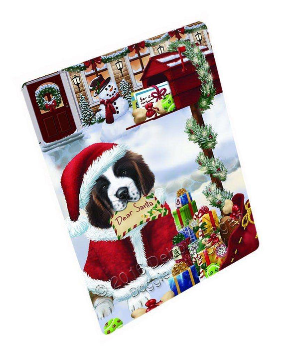 Dear Santa Mailbox Christmas Letter Saint Bernard Dog Art Portrait Print Woven Throw Sherpa Plush Fleece Blanket