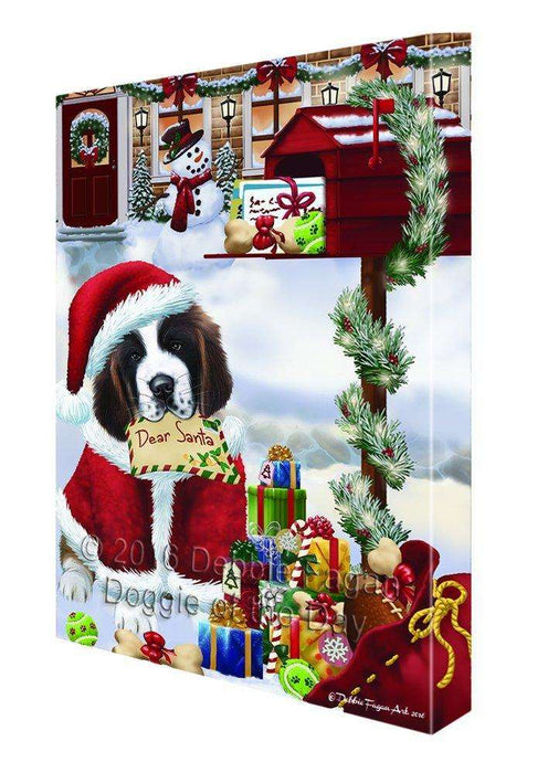 Dear Santa Mailbox Christmas Letter Saint Bernard Dog Canvas Wall Art