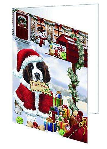 Dear Santa Mailbox Christmas Letter Saint Bernard Dog Handmade Artwork Assorted Pets Greeting Cards and Note Cards with Envelopes for All Occasions and Holiday Seasons
