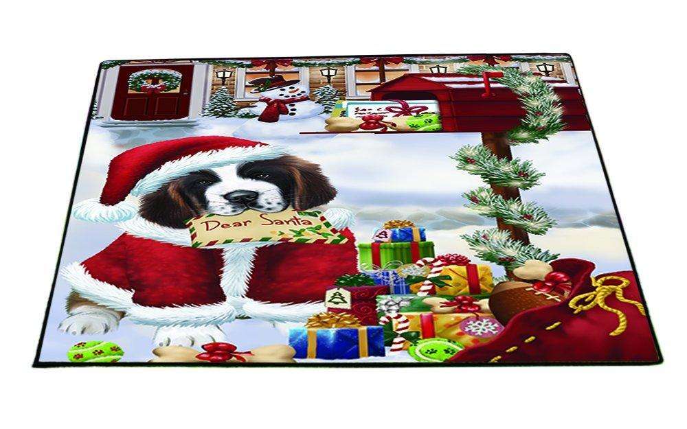 Dear Santa Mailbox Christmas Letter Saint Bernard Dog Indoor/Outdoor Floormat