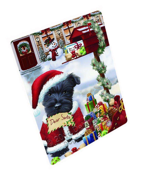 Dear Santa Mailbox Christmas Letter Scottish Terrier Dog Art Portrait Print Woven Throw Sherpa Plush Fleece Blanket