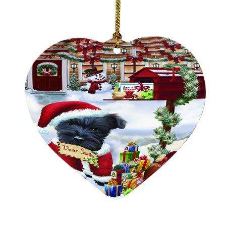 Dear Santa Mailbox Christmas Letter Scottish Terrier Dog Heart Ornament D122
