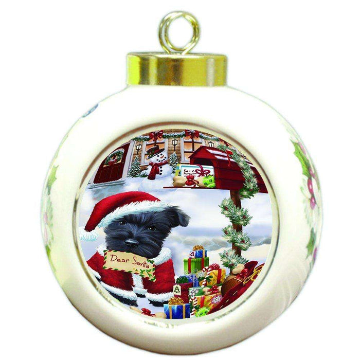 Dear Santa Mailbox Christmas Letter Scottish Terrier Dog Round Ball Ornament D122