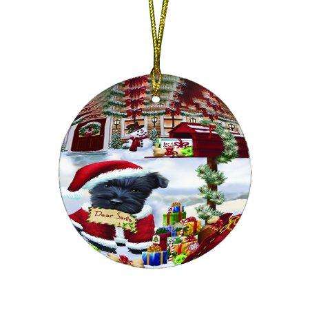 Dear Santa Mailbox Christmas Letter Scottish Terrier Dog Round Ornament D122