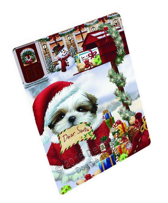 Dear Santa Mailbox Christmas Letter Shih Tzu Dog Art Portrait Print Woven Throw Sherpa Plush Fleece Blanket
