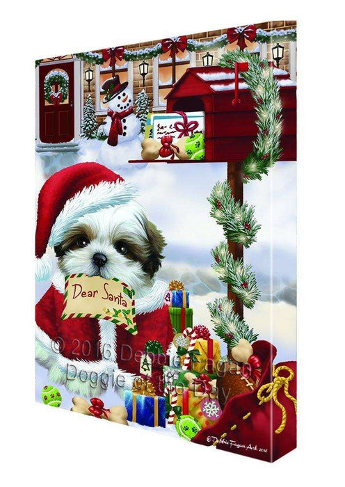 Dear Santa Mailbox Christmas Letter Shih Tzu Dog Canvas Wall Art