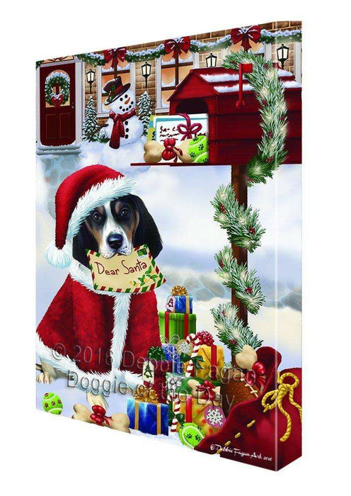 Dear Santa Mailbox Christmas Letter Treeing Walker Coonhound Dog Canvas Wall Art