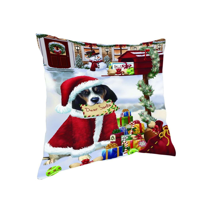 Dear Santa Mailbox Christmas Letter Treeing Walker Coonhound Dog Throw Pillow