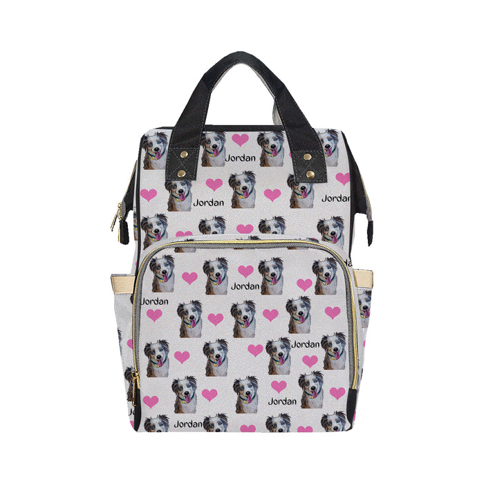 Custom Add Your Photo Here PET Dog Cat Photos on Multi-Function Diaper Backpack