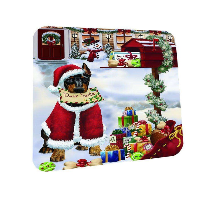 Doberman Dear Santa Letter Christmas Holiday Mailbox Dog Coasters Set of 4