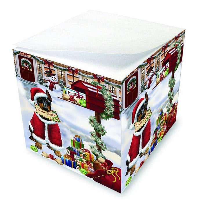 Doberman Dear Santa Letter Christmas Holiday Mailbox Dog Note Cube D094