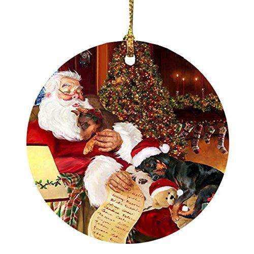 Doberman Dog with Puppies Sleeping with Santa Holiday Christmas Ornament
