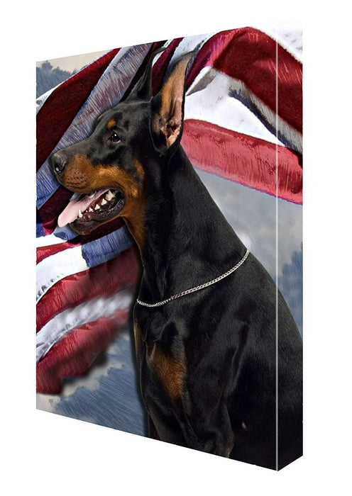 Doberman Pincher Dog Canvas 18 x 24 Patriotic