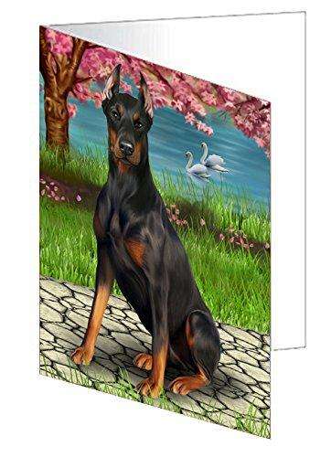 Doberman Pincher Dog Handmade Artwork Assorted Pets Greeting Cards and Note Cards with Envelopes for All Occasions and Holiday Seasons D292