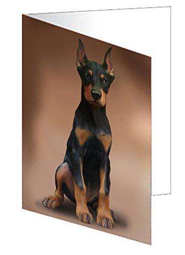 Doberman Pincher Dog Handmade Artwork Assorted Pets Greeting Cards and Note Cards with Envelopes for All Occasions and Holiday Seasons D293