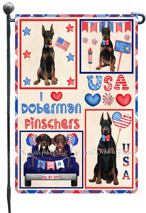 4th of July Independence Day I Love USA Doberman Dogs Garden Flag GFLG66897
