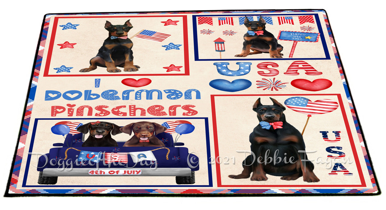 4th of July Independence Day I Love USA Doberman Dogs Floormat FLMS56197 Floormat FLMS56197