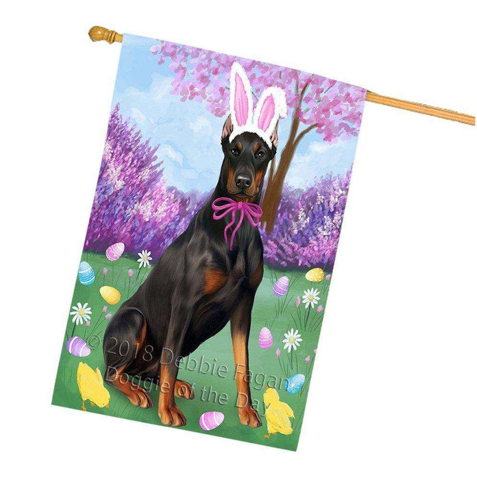 Doberman Pinscher Dog Easter Holiday House Flag FLG49104