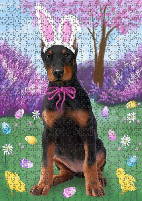 Doberman Pinscher Dog Easter Holiday Puzzle with Photo Tin PUZL49989