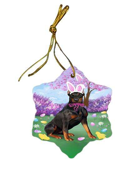 Doberman Pinscher Dog Easter Holiday Star Porcelain Ornament SPOR49131