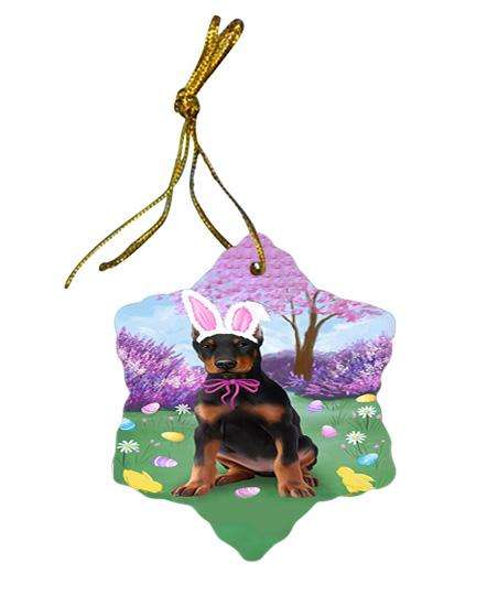 Doberman Pinscher Dog Easter Holiday Star Porcelain Ornament SPOR49133