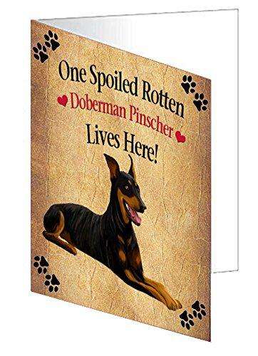 Doberman Pinscher Spoiled Rotten Dog Handmade Artwork Assorted Pets Greeting Cards and Note Cards with Envelopes for All Occasions and Holiday Seasons