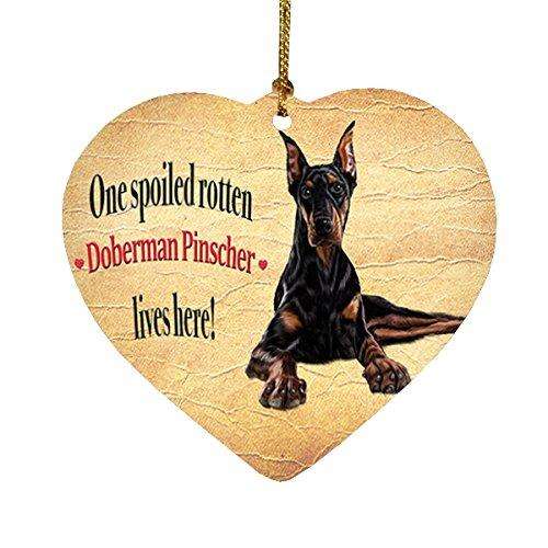 Doberman Pinscher Spoiled Rotten Dog Heart Christmas Ornament