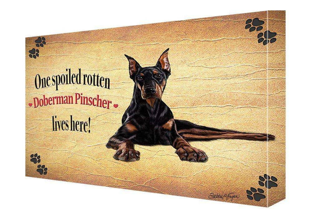 Doberman Pinscher Spoiled Rotten Dog Painting Printed on Canvas Wall Art Signed