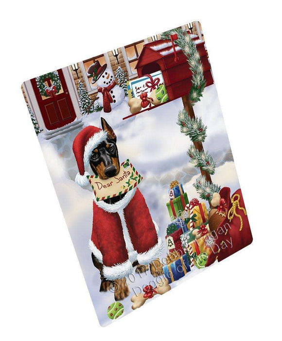 Doberman Pinschers Dear Santa Letter Christmas Holiday Mailbox Dog Art Portrait Print Woven Throw Sherpa Plush Fleece Blanket