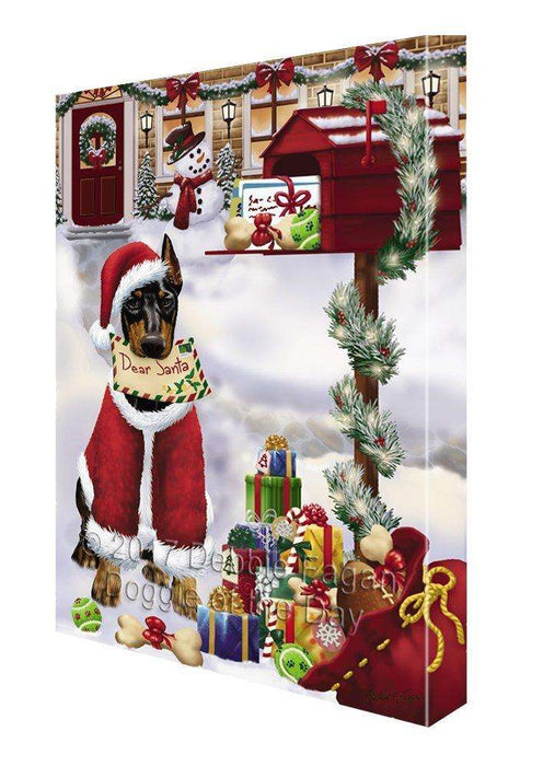 Doberman Pinschers Dear Santa Letter Christmas Holiday Mailbox Dog Painting Printed on Canvas Wall Art