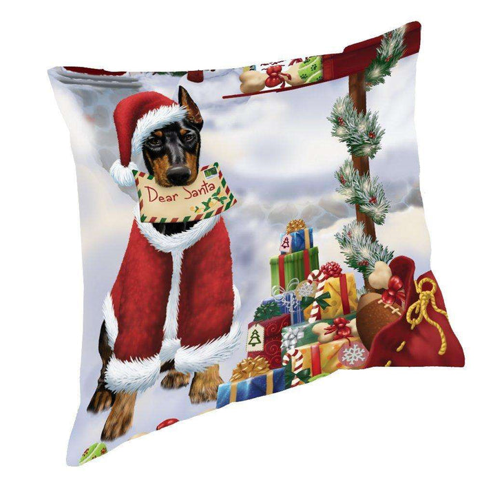 Doberman Pinschers Dear Santa Letter Christmas Holiday Mailbox Dog Throw Pillow