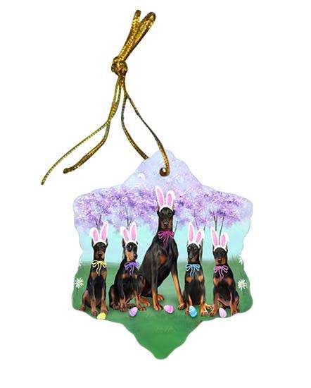 Doberman Pinschers Dog Easter Holiday Star Porcelain Ornament SPOR49132