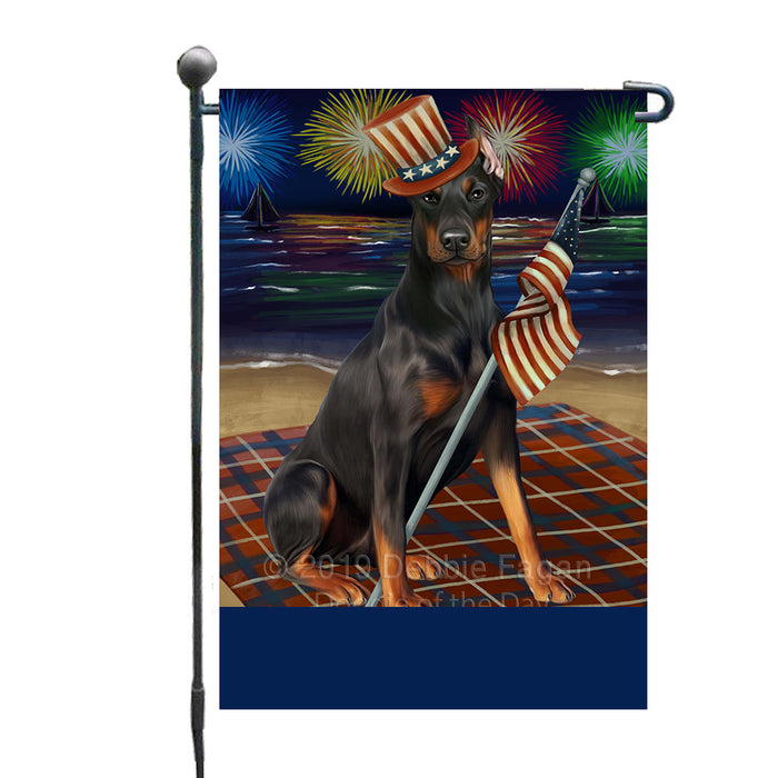 Personalized 4th of July Firework Doberman Pinscher Dog Custom Garden Flags GFLG-DOTD-A57907