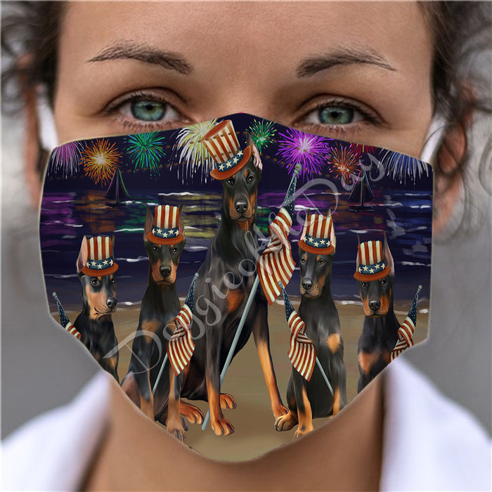 4th of July Independence Day Doberman Dogs Face Mask FM49402