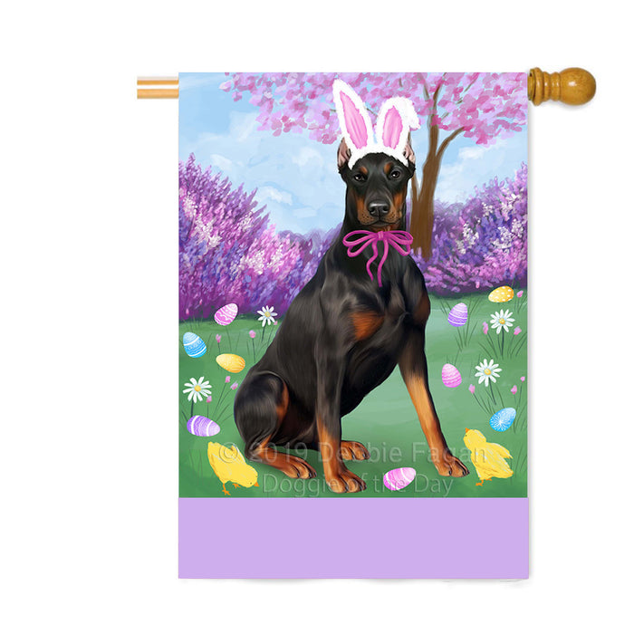 Personalized Easter Holiday Doberman Dog Custom House Flag FLG-DOTD-A58912