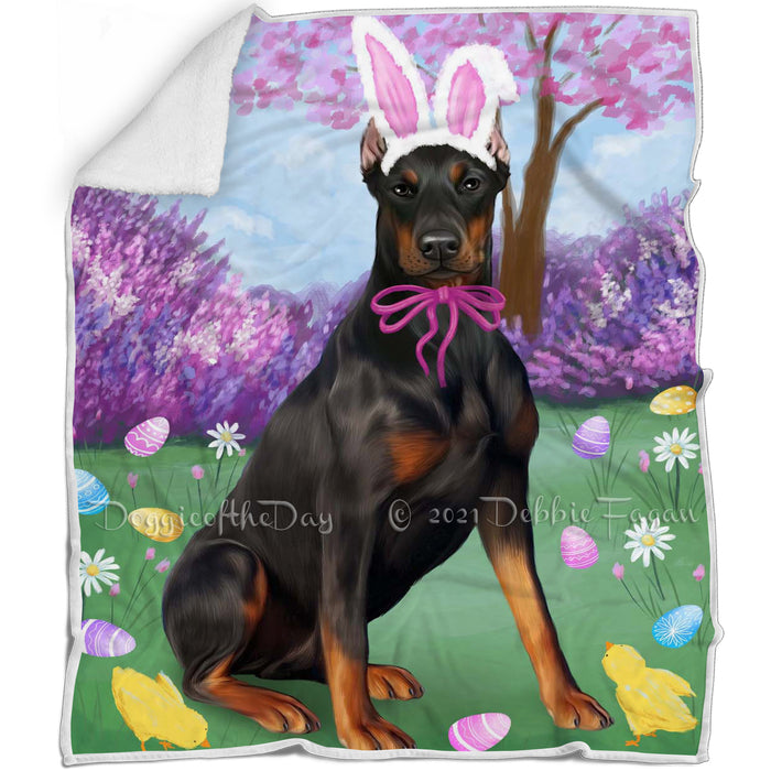 Doberman Pinscher Dog Easter Holiday Blanket BLNKT57855