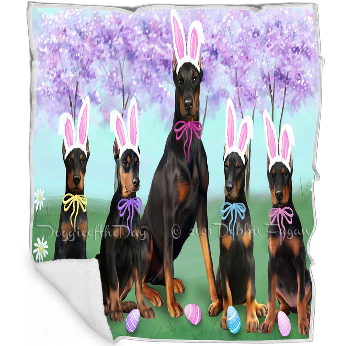 Doberman Pinschers Dog Easter Holiday Blanket BLNKT57864
