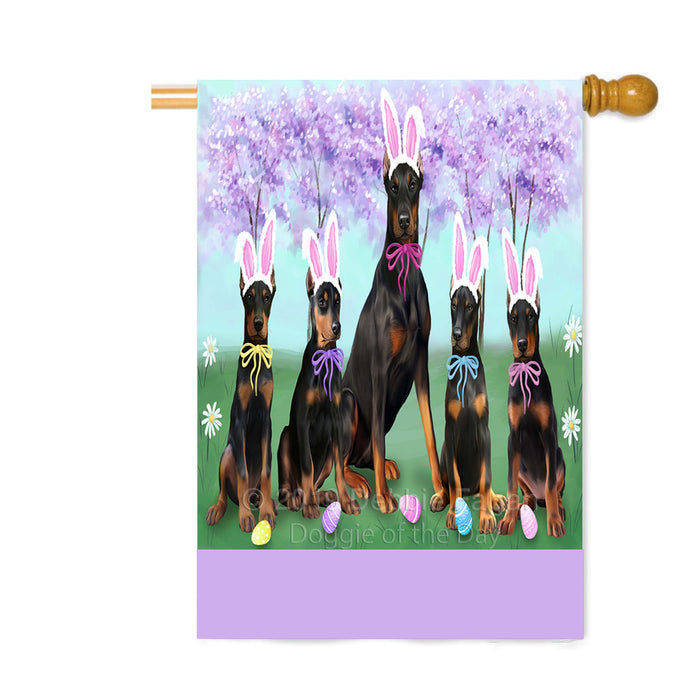 Personalized Easter Holiday Doberman Dogs Custom House Flag FLG-DOTD-A58913