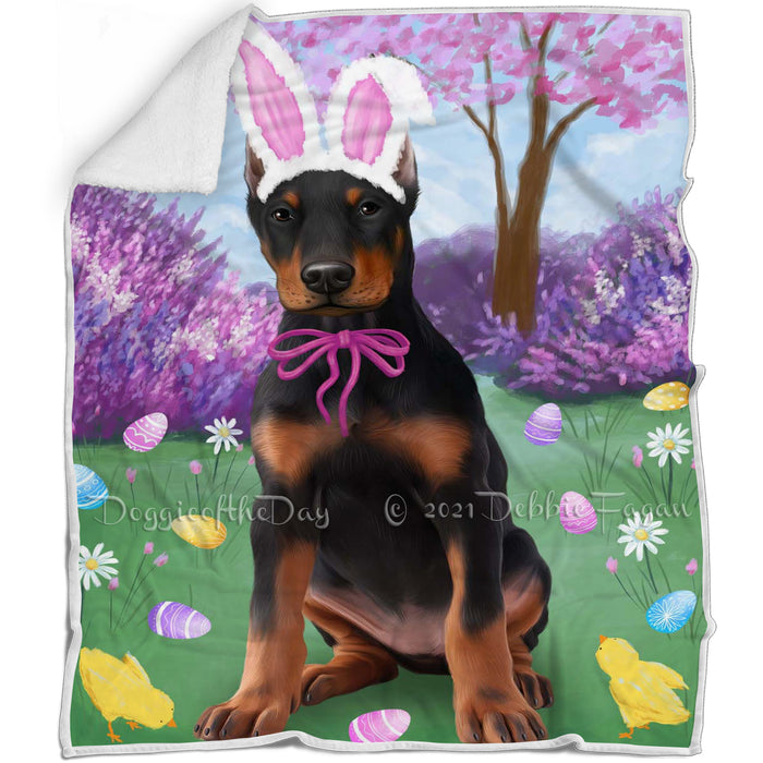 Doberman Pinscher Dog Easter Holiday Blanket BLNKT57873