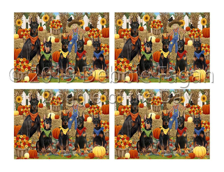 Fall Festive Harvest Time Gathering Doberman Dogs Placemat