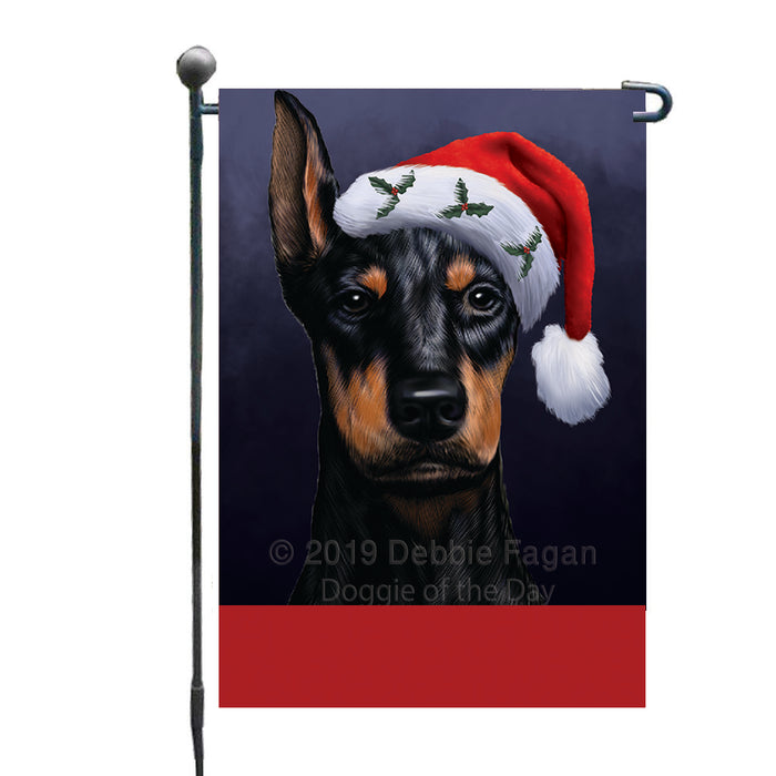 Personalized Christmas Holidays Doberman Dog Wearing Santa Hat Portrait Head Custom Garden Flags GFLG-DOTD-A59826