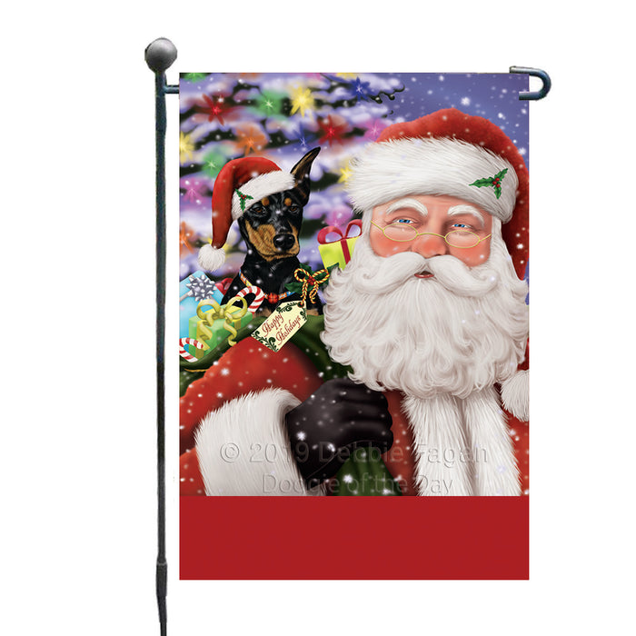Personalized Santa Carrying Doberman Dog and Christmas Presents Custom Garden Flag GFLG63773