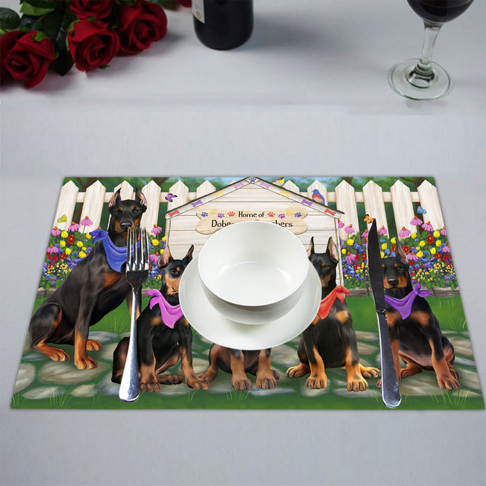 Spring Dog House Doberman Dogs Placemat