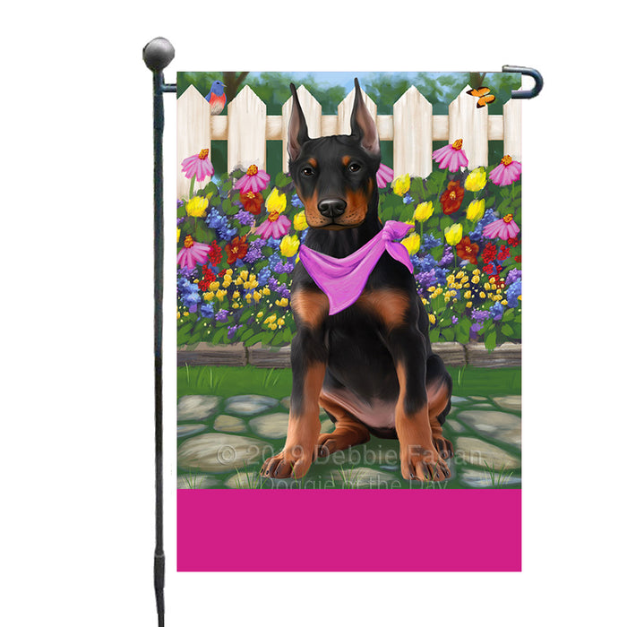 Personalized Spring Floral Doberman Dog Custom Garden Flags GFLG-DOTD-A62854
