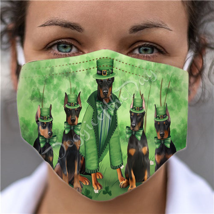 St. Patricks Day Irish Doberman Dogs Face Mask FM50149