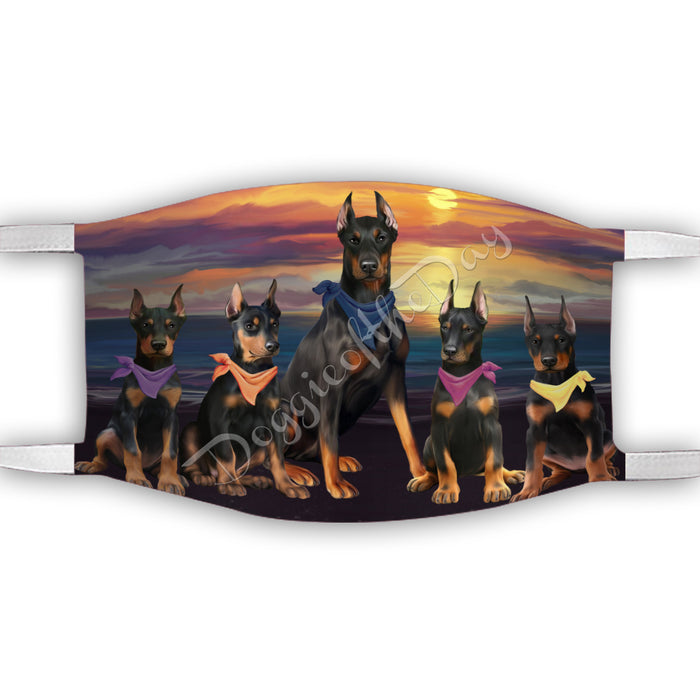 Family Sunset Doberman Dogs Face Mask FM49200