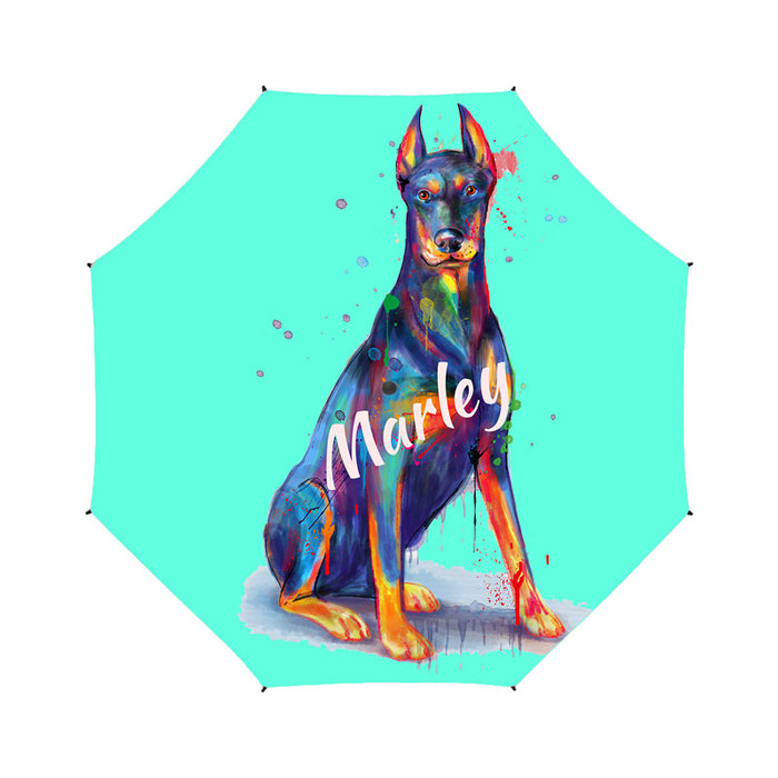 Custom Pet Name Personalized Watercolor Doberman DogSemi-Automatic Foldable Umbrella