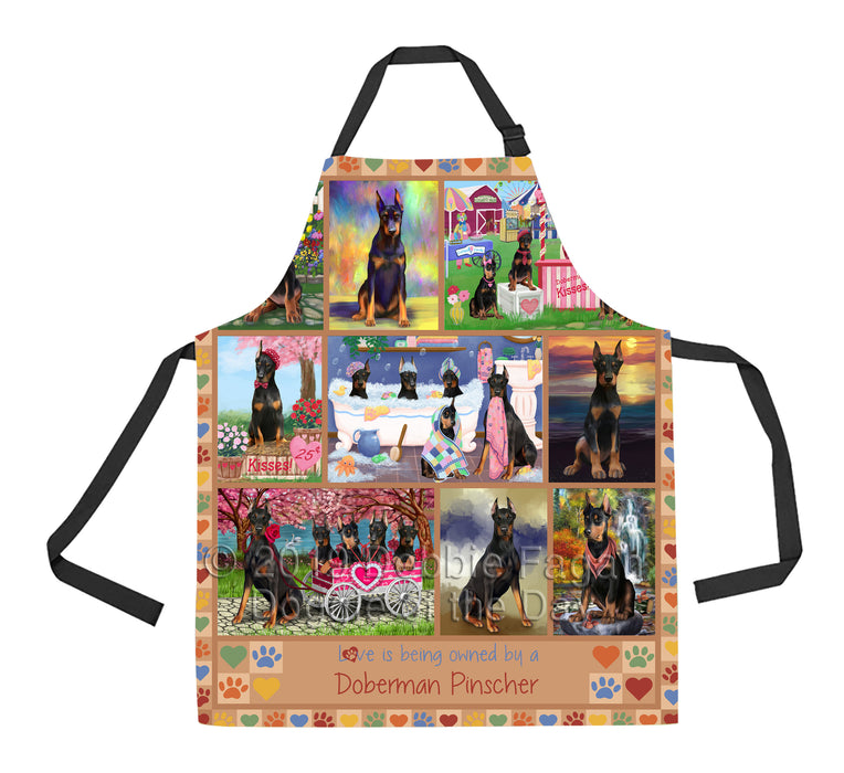 Love is Being Owned Doberman Dogs Beige Apron